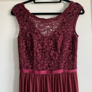 David’s Bridal Bridesmaid Dress in “Wine”